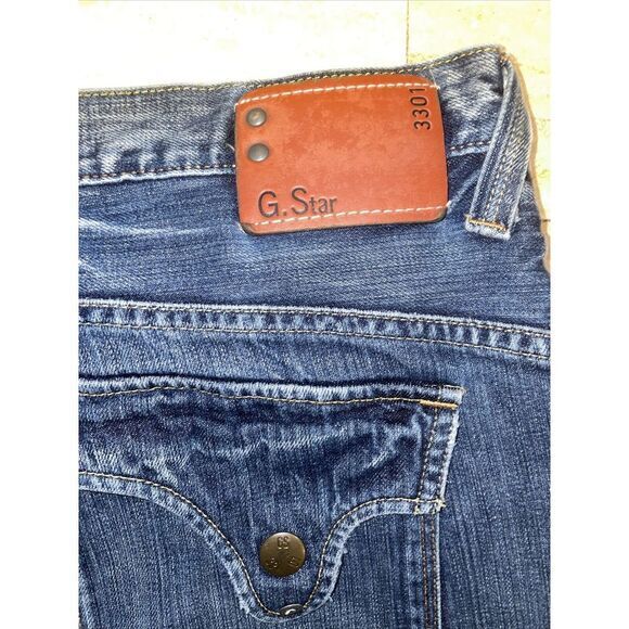 G Star Raw 3301 Mens Blue Jeans 38(W)  34(L) Distressed - Picture 6 of 8